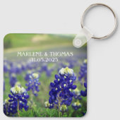 Bluebonnets Blue Flowers Texas Floral Wedding Schlüsselanhänger (Rückseite)