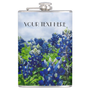 Bluebonnets Blue Flowers Texas texan Floral Flachmann