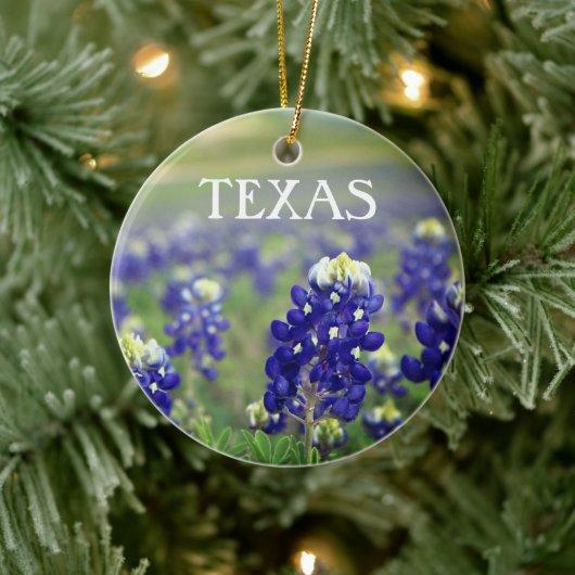 Bluebonnets Blue Flowers Texas Texan Floral Keramik Ornament (Baum)
