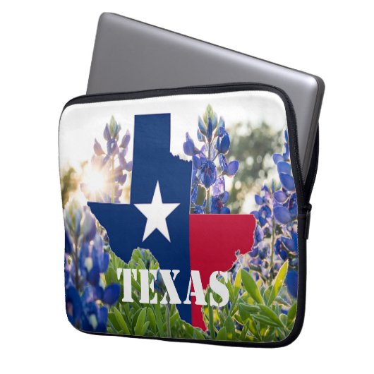 Bluebonnets Blue Flowers Texas texan Floral Laptopschutzhülle (Vorderseite Links)