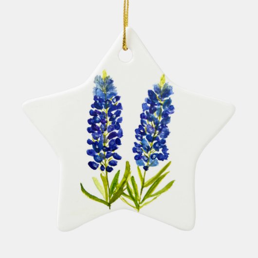 Bluebonnets Blue Flowers Texas Texan Lupine Keramik Ornament (Vorne)