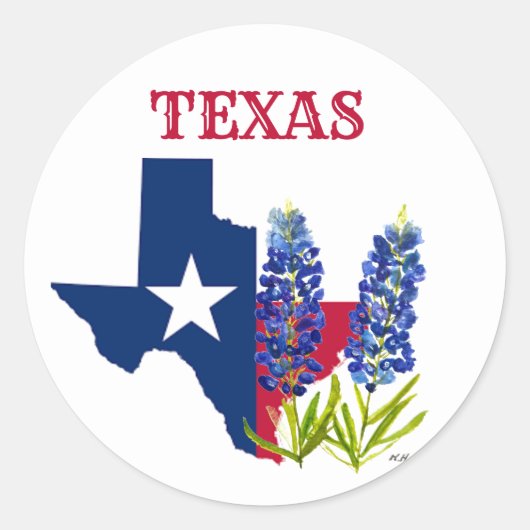 Bluebonnets Blue Flowers Texas Texan Staat Floral Runder Aufkleber (Vorderseite)