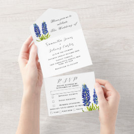 Bluebonnets Blue Wildblume Floral Lupin Wedding All In One Einladung