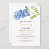 Bluebonnets Blueborgoldene Wildblume Cross Baptiss Einladung (Vorne/Hinten)