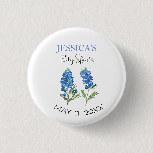 Bluebonnets Blume Texas Baby Shower Girl Button (Vorderseite)