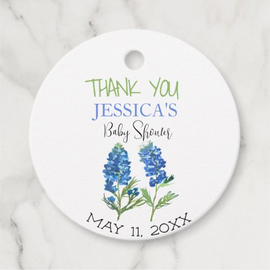Bluebonnets Blume Texas Baby Shower Girl Geschenkanhänger (Vorderseite)