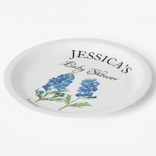 Bluebonnets Blume Texas Baby Shower Girl Pappteller (Schrägansicht)