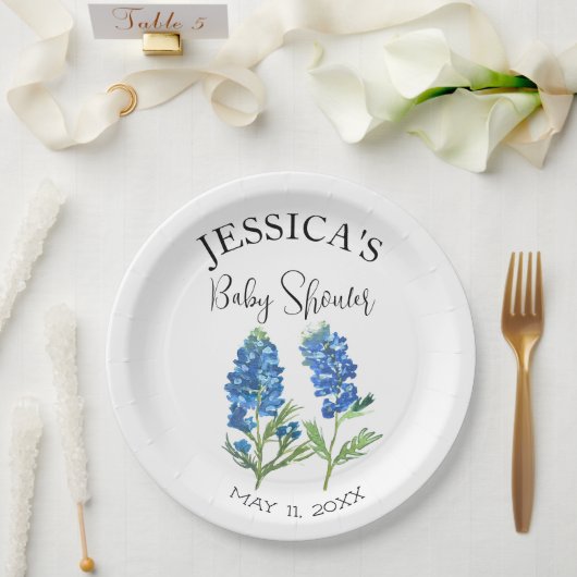 Bluebonnets Blume Texas Baby Shower Girl Pappteller (Hochzeit)