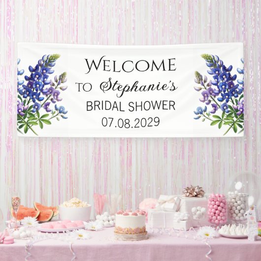 Bluebonnets Blumen Rustikales Brautparty Banner (Party)