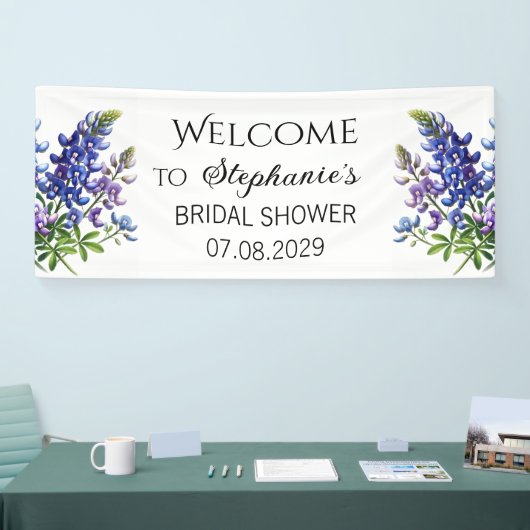 Bluebonnets Blumen Rustikales Brautparty Banner (Messe)