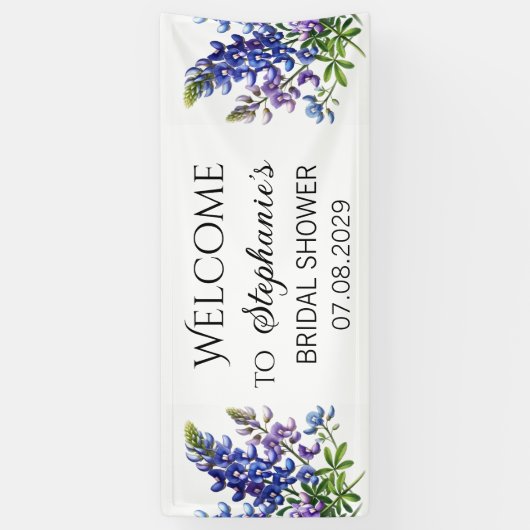 Bluebonnets Blumen Rustikales Brautparty Banner (Vertikal)