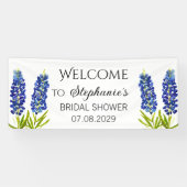Bluebonnets Blumen Rustikales Brautparty Banner (Horizontal)