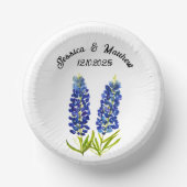 Bluebonnets Blütenblühende Boho Wasserfarbenhochze Pappteller (Vorderseite)