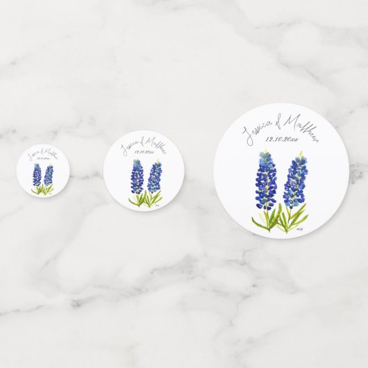 Bluebonnets Blütenwasser Hochzeiten Konfetti (Vorderseiten)