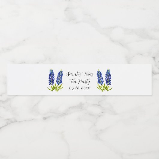 Bluebonnets Brautparty Blue Floral Wedding Wasserflaschenetikett (Einzelnes Label)