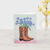 Bluebonnets Cowgirl Boot Hand gestrichen Texas Karte (Gelbe Blume)