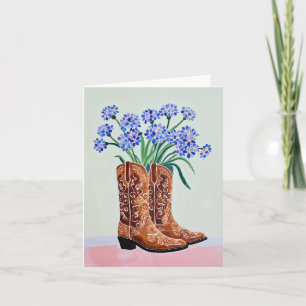 Bluebonnets Cowgirl Boot Hand gestrichen Texas Karte