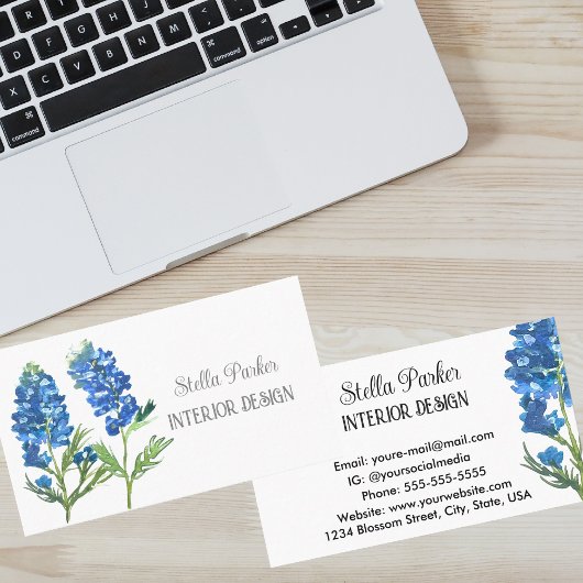 Bluebonnets Elegant Floral Texas Business Card Visitenkarte