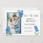 Bluebonnets Elegantes Foto Save The Date (Vorderseite)