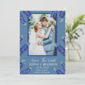 Bluebonnets Elegantes Foto Save The Date (Stehend Vorderseite)