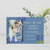 Bluebonnets Elegantes Foto Save The Date (Stehend Vorderseite)