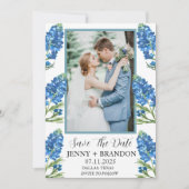 Bluebonnets Elegantes Foto Save The Date (Vorderseite)