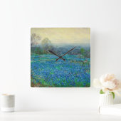 Bluebonnets-Feld, 1918-1920, von Julian Onderdon Quadratische Wanduhr (Zuhause)