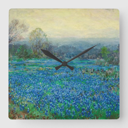 Bluebonnets-Feld, 1918-1920, von Julian Onderdon Quadratische Wanduhr (Vorderseite)