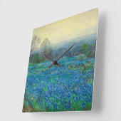 Bluebonnets-Feld, 1918-1920, von Julian Onderdon Quadratische Wanduhr (Winkel)