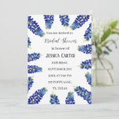 Bluebonnets Floral Watercolor Boho Brautparty Einladung (Stehend Vorderseite)