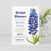 Bluebonnets Floral Watercolor Boho Brautparty Einladung (Stehend Vorderseite)