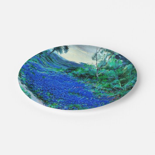 Bluebonnets in der misty Morning Paper Plate Pappteller (Schrägansicht)