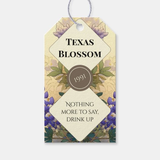 Bluebonnets of Texas Bottle Label Set Geschenkanhänger (Vorderseite)
