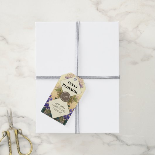 Bluebonnets of Texas Bottle Label Set Geschenkanhänger (Mit Garn)