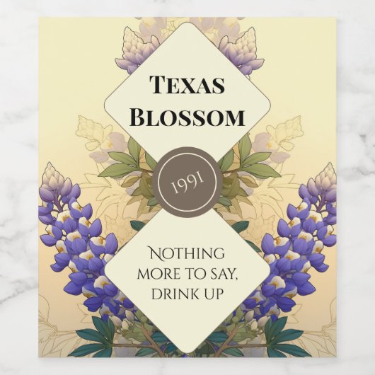Bluebonnets of Texas Bottle Label Set Weinetikett (Einzelnes Label)