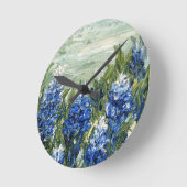 Bluebonnets Runde Wanduhr (Winkel)