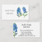 Bluebonnets Texas Blue Floral Business Card Visitenkarte (Vorne/Hinten)