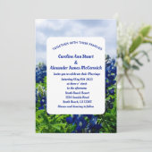 Bluebonnets Texas Blue Floral Elegant Wedding Inv Einladung (Stehend Vorderseite)