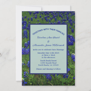 Bluebonnets Texas Blue Floral Elegante Hochzeit Einladung