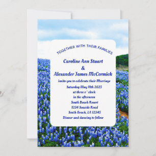 Bluebonnets Texas Blue Floral Elegante Hochzeit Einladung