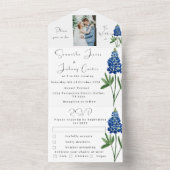 Bluebonnets Texas Blue Floral Foto Wedding All In One Einladung (Innen Boden)