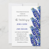 Bluebonnets Texas Blue Watercolor Floral Wedding Einladung (Vorderseite)