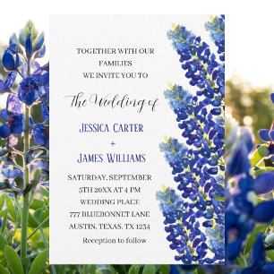 Bluebonnets Texas Blue Watercolor Floral Wedding Einladung