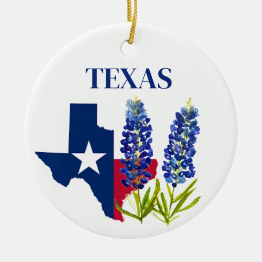 Bluebonnets Texas Blume Floral Texan Flag Keramik Ornament (Vorne)