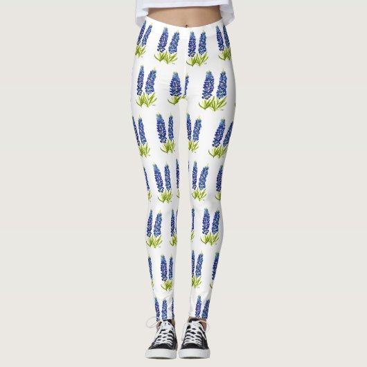 Bluebonnets Texas Blume Wildblumen Aquarell Leggings (Vorderseite)