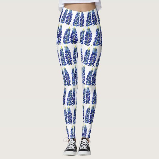 Bluebonnets Texas Blume Wildblumen Aquarell Leggings (Vorderseite)