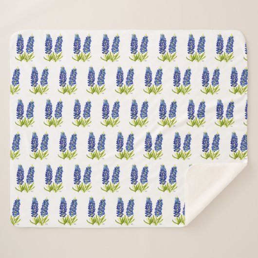 Bluebonnets Texas Blume Wildblumen Aquarell Sherpadecke (Vorderseite (Horizontal))