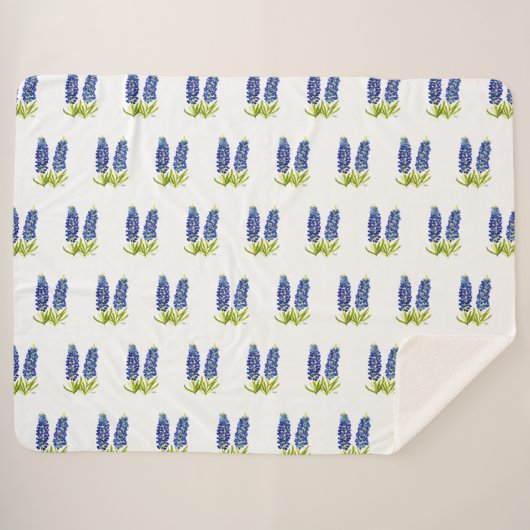 Bluebonnets Texas Blume Wildblumen Aquarell Sherpadecke (Vorderseite (Horizontal))
