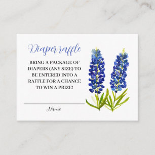 Bluebonnets Texas Floral Diaper Raffle Baby Dusche Begleitkarte