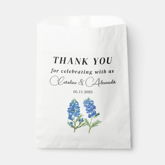 Bluebonnets Texas Floral Modern Chic Wedding Geschenktütchen (Vorderseite)